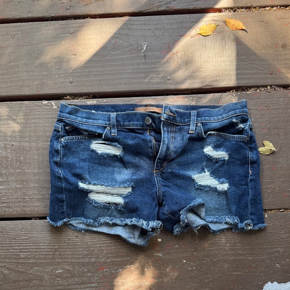 Joe's Jeans Dark Blue Distressed Jean Shorts - Picture 1 of 1